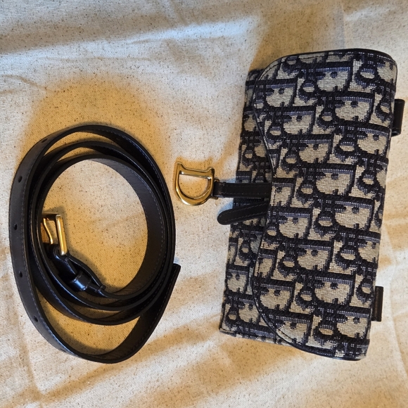 Dior Saddle Belt Pouch Blue Dior Oblique Jacquard - Picture 4 of 12